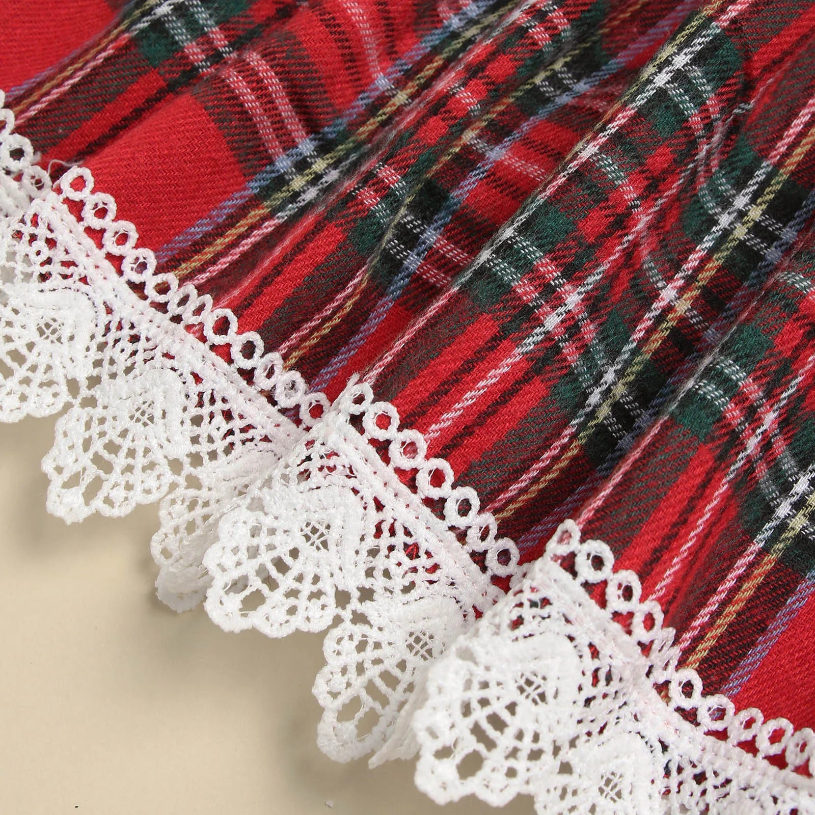 Baby Girl Dress 2025 Toddler Girls Christmas Long Sleeved Lace Plaid Printed Patchwork Dress Xmas Chiffon Outfit For Little Girl