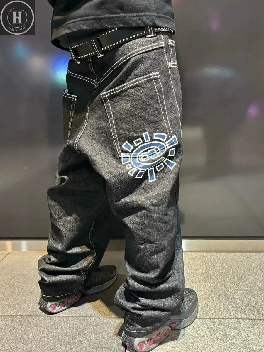 New Always Jeans High quality Printed Embroidery Straight Jeans Black Pants Men Jeans Printing Trend Street Wear AlwaysJeans Men HALALZEN