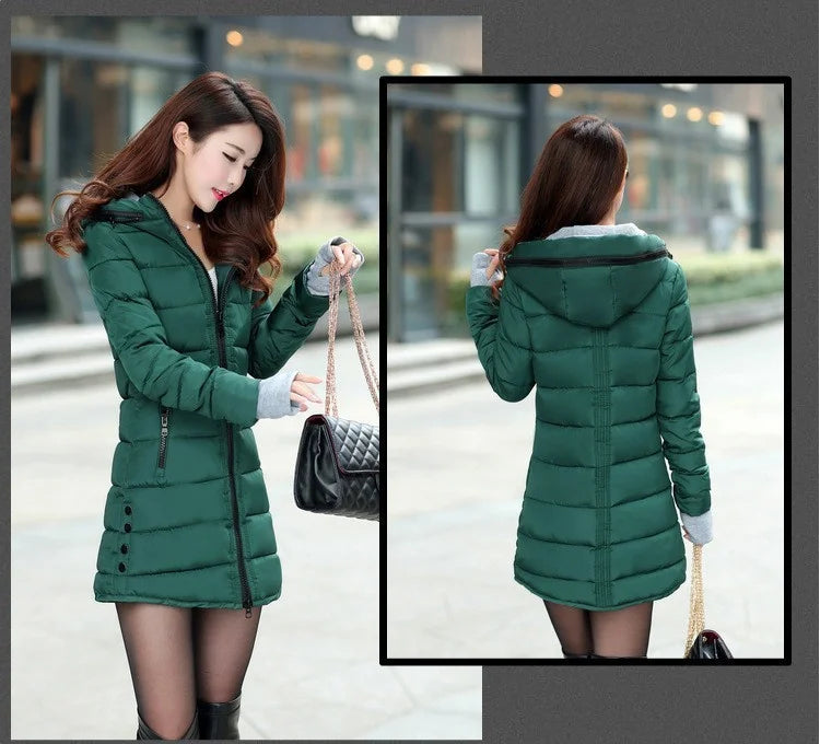 Fashion Casual Women Waterproof Down Cotton Jacket Autumn Winter Long Parkas Overcoat Warm Thick Lady Hooded Padded Coat