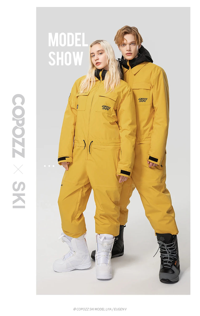 COPOZZ Winter Ski Suit Men Women Waterproof Warm Ski Overalls Outdoor Sports Snowboard One Piece Ski Jumpsuit Skiing Clothing