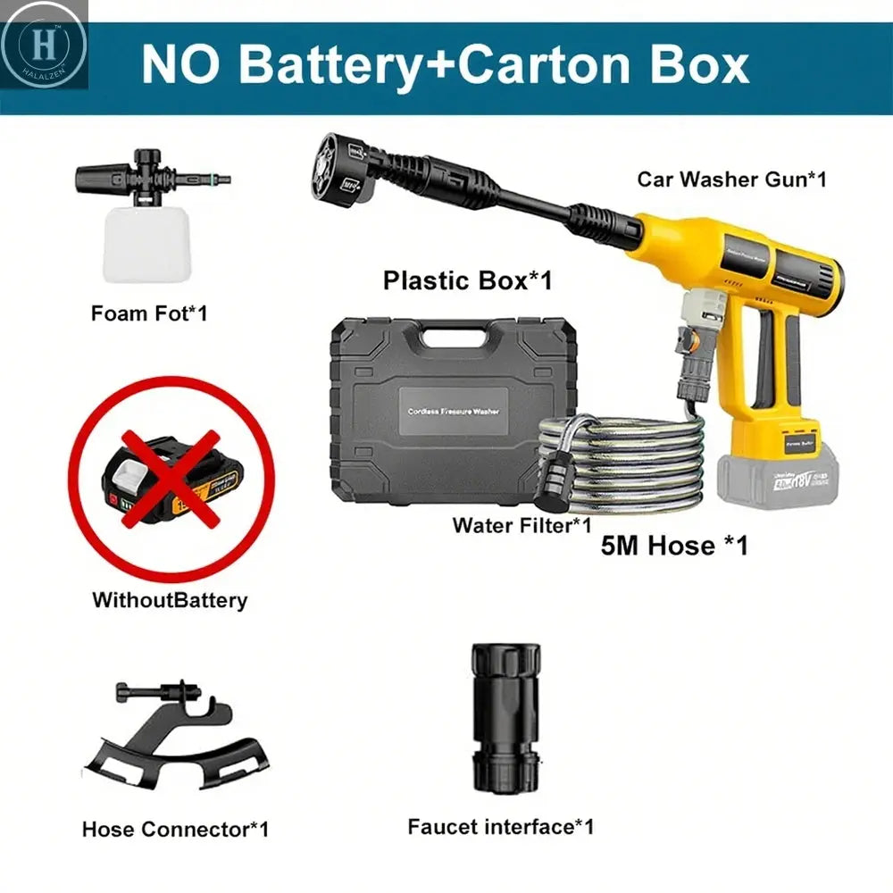 Brushless Electric High Pressure Washer 250Bar 6 IN1 Cordless 4 Gears Car Wash Water Gun Garden Spray Gun for Makita 18V Battery HALALZEN