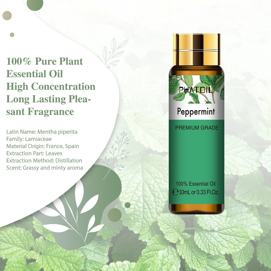 PHATOIL 10ml Sweet Orange Pure Essential Oil with Dropper for Humidifier Diffuser Myrrh Pine Needles Tangerine Thyme Aroma Oils HALALZEN