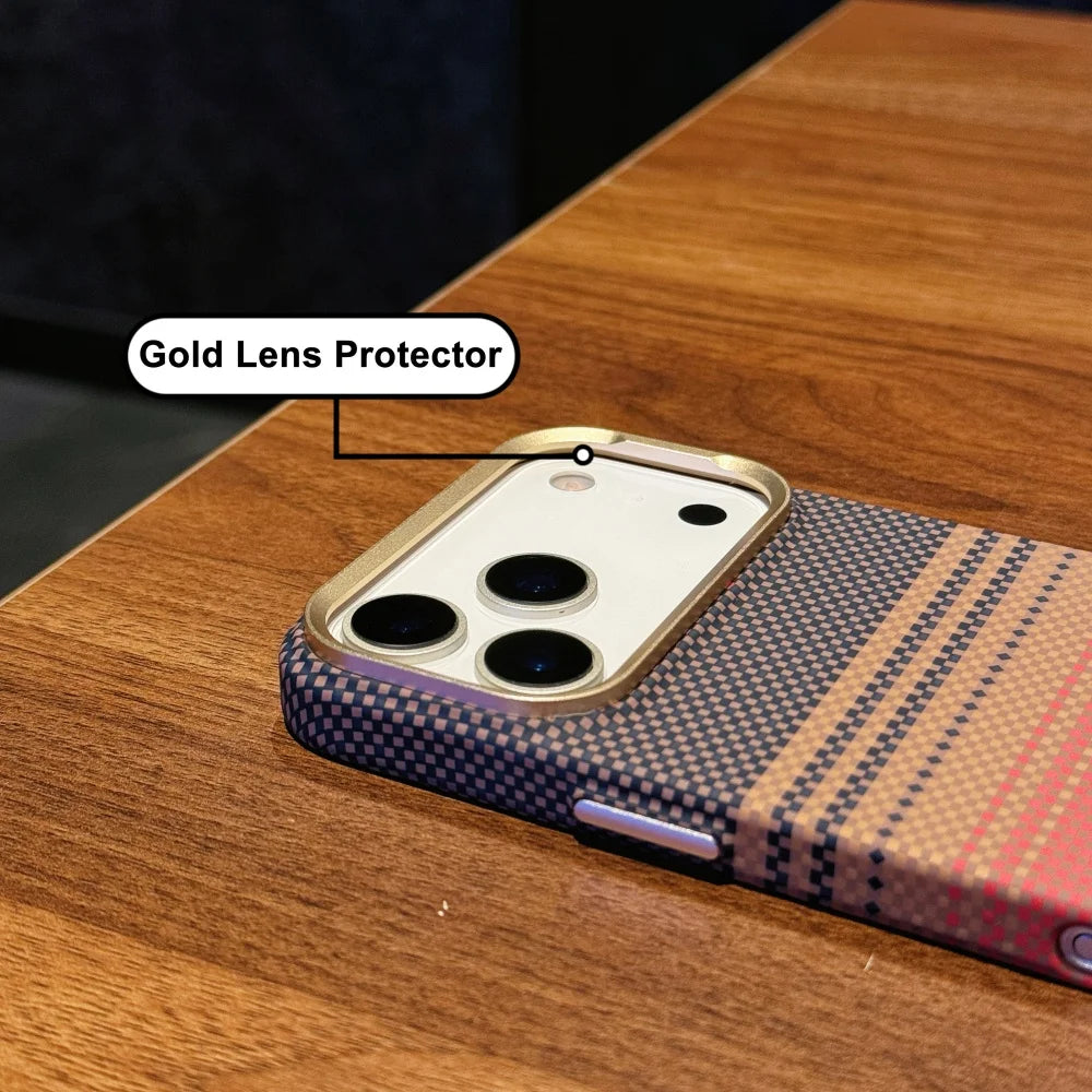 Carbon Fiber Relief Magsafe Case For iPhone 13 14 15 16 17 Pro Max Plus Magnetic Wireless Charging Alloy Lens Shockproof Cover