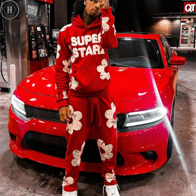 Spring Autumn Men Hoodies Sets Letter Print Hoody Women Sweatshirt Hip Hop Streetwear Y2k Retro Harajuku 2024 New Men's Clothing HALALZEN