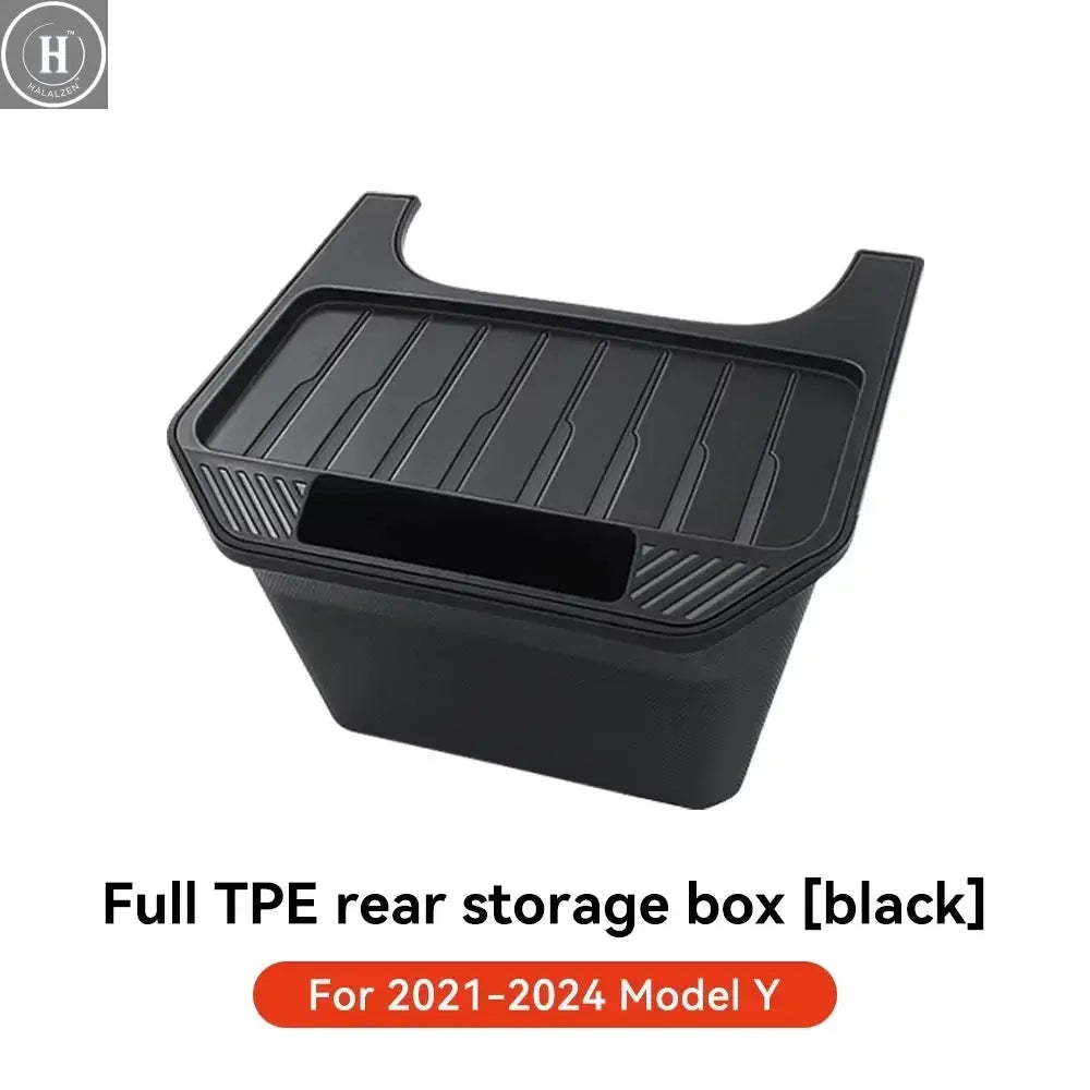 YZ For Tesla Model 3 Y Juniper Highland Rear Seat Storage Box Organizer Car Center Console Bins Backseat Trash Can Garbage Bag HALALZEN
