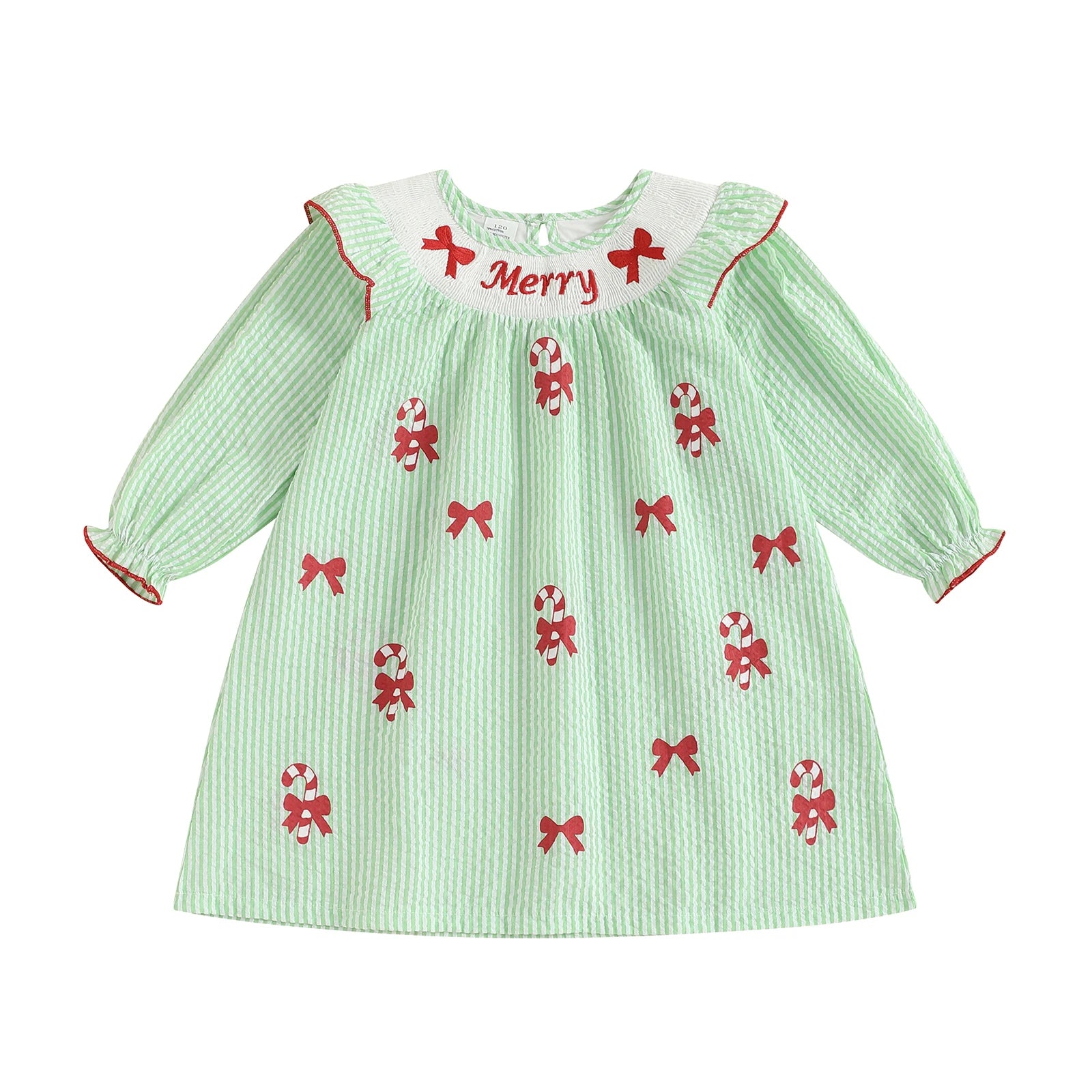 Girls Christmas Dress Festive Long Sleeve Dress with Embroidered Snowflakes and Santa Claus Pattern Holiday Party Dress for