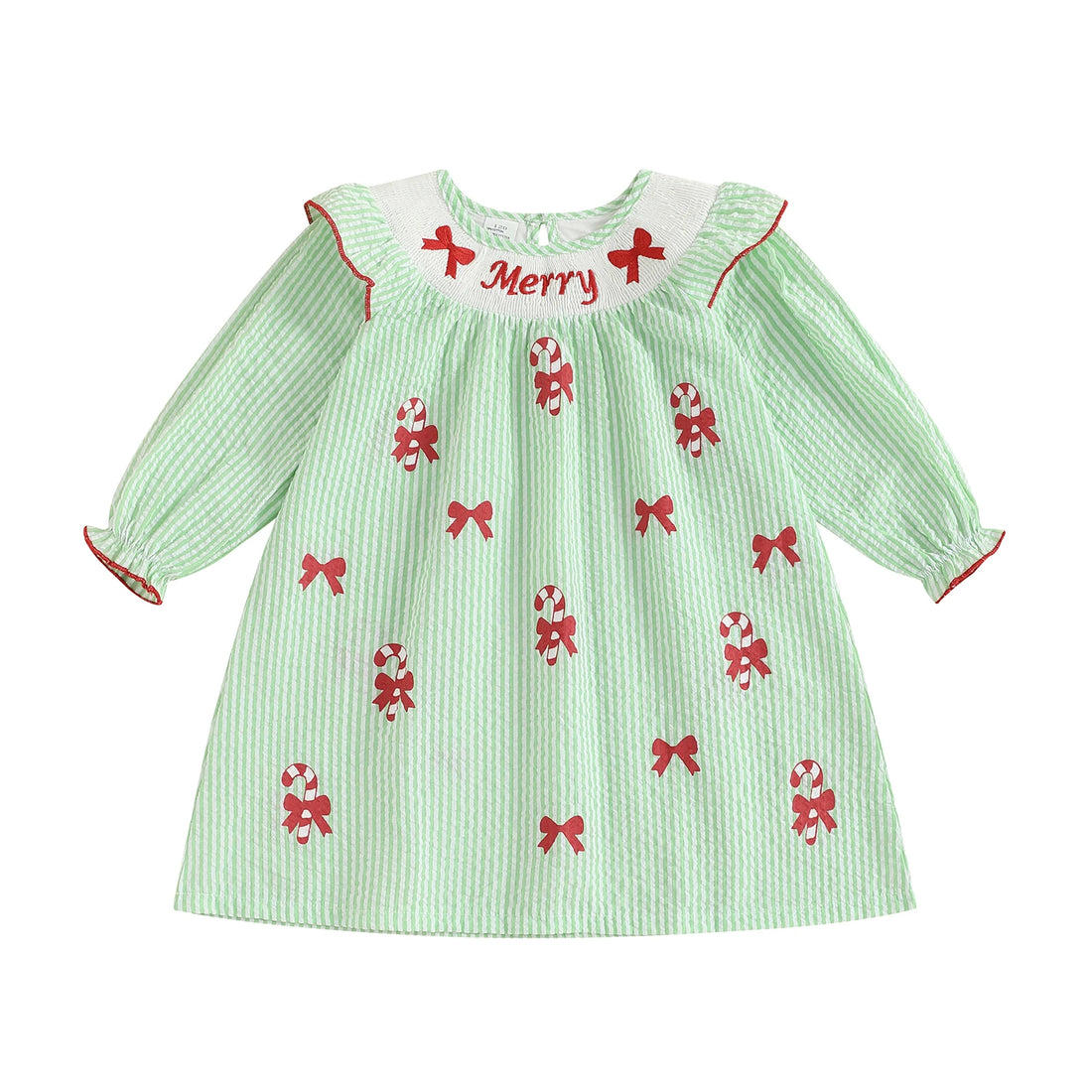 Girls Christmas Dress Festive Long Sleeve Dress with Embroidered Snowflakes and Santa Claus Pattern Holiday Party Dress for