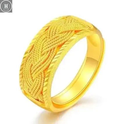 Women's 24K Gold (AU999) Twist Adjustable Wealth Ring | Openwork twist pattern, micro-diamond glow with magnetic adjuster HALALZEN