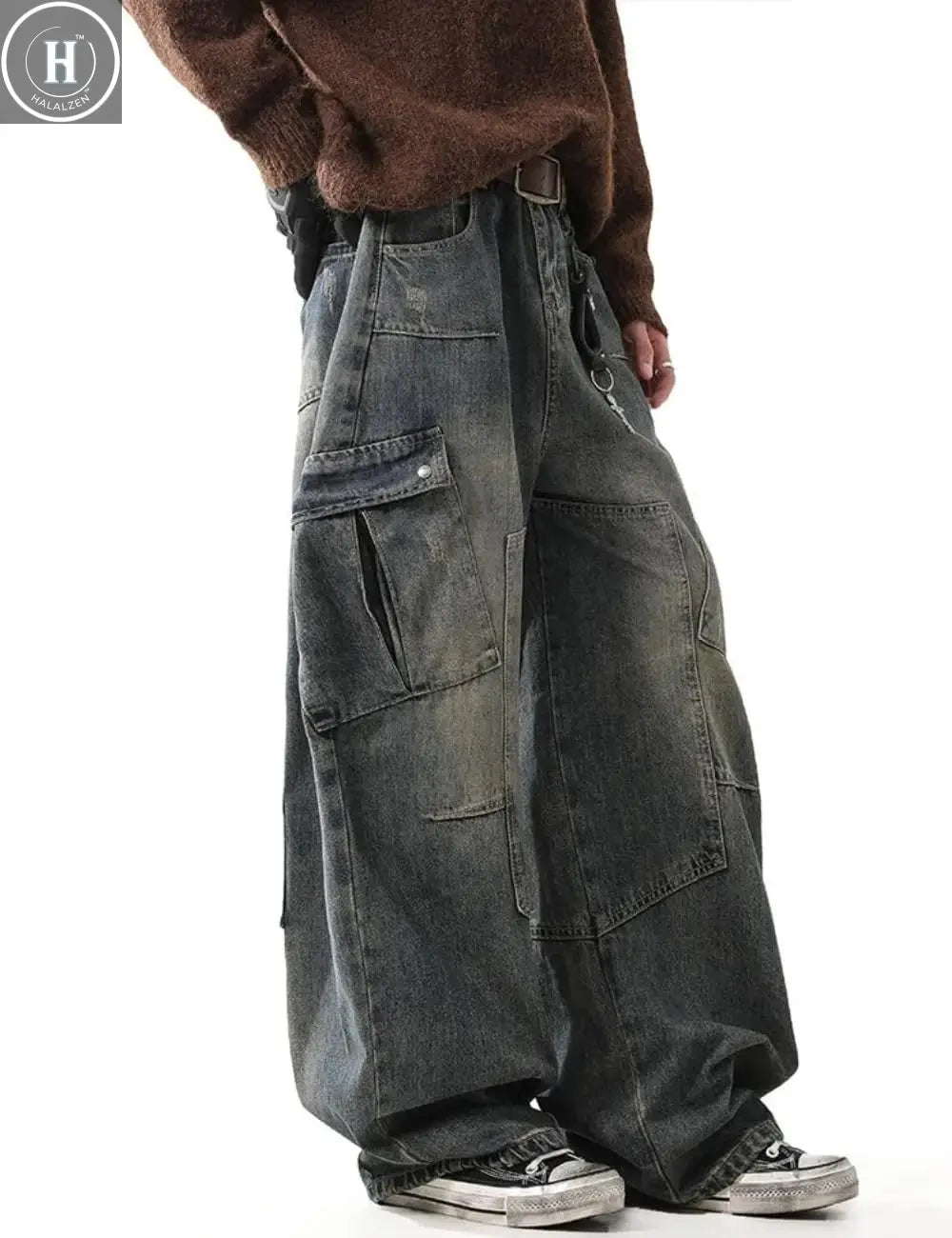 Baggy Barrel Jeans Wide Leg Cargo Jeans Loose Denim For Men And Women Halalzen UK