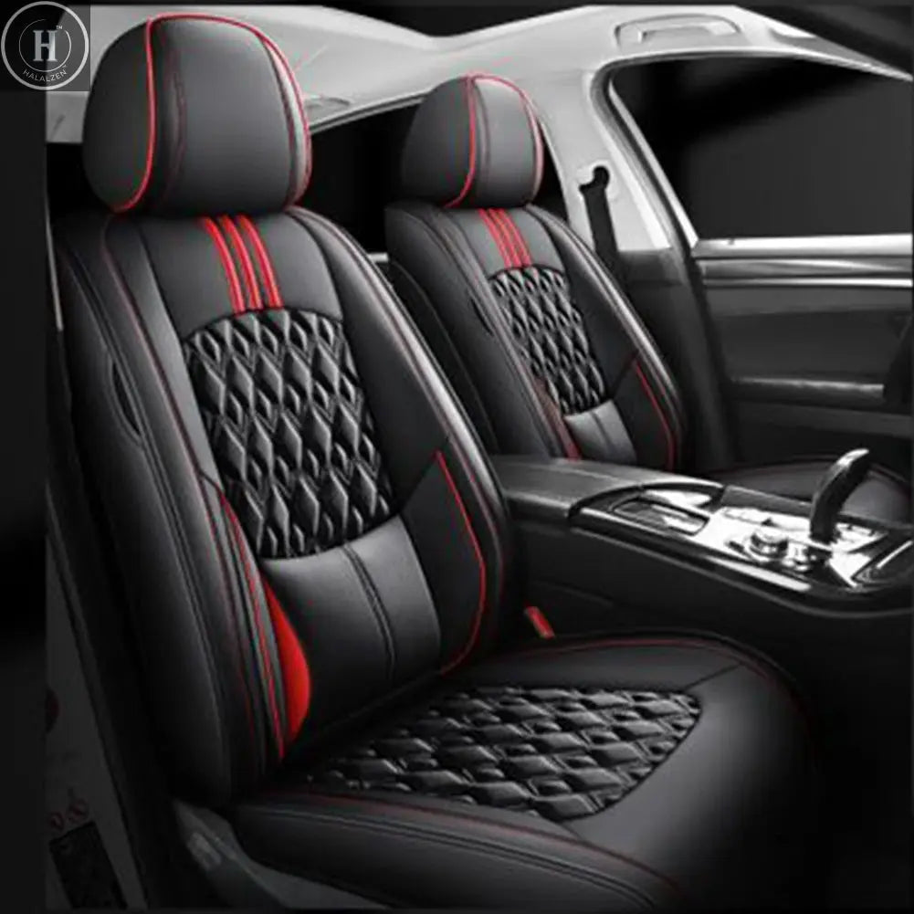 SOGLOTY Four Season Car Seat Cover PU Leather Seat Cushion Universal Breathable Seats Cover Protector Pad Interior Accessories HALALZEN
