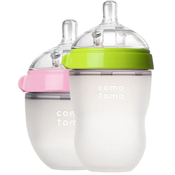 Silicone Baby Bottle Green/Pink 5 oz and 8 oz Baby Bottles 2 Pack BPA free Feeding bottle children kids