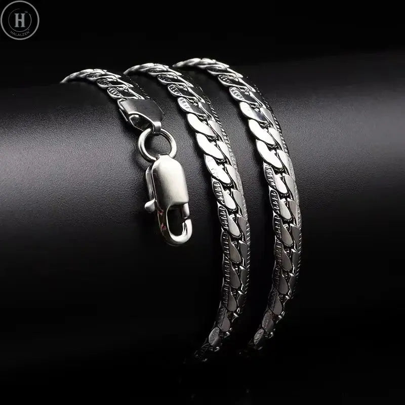 20-60cm 5mm Silver Color luxury brand design noble Necklace Chain For Woman Men Fashion Wedding Engagement Jewelry HALALZEN