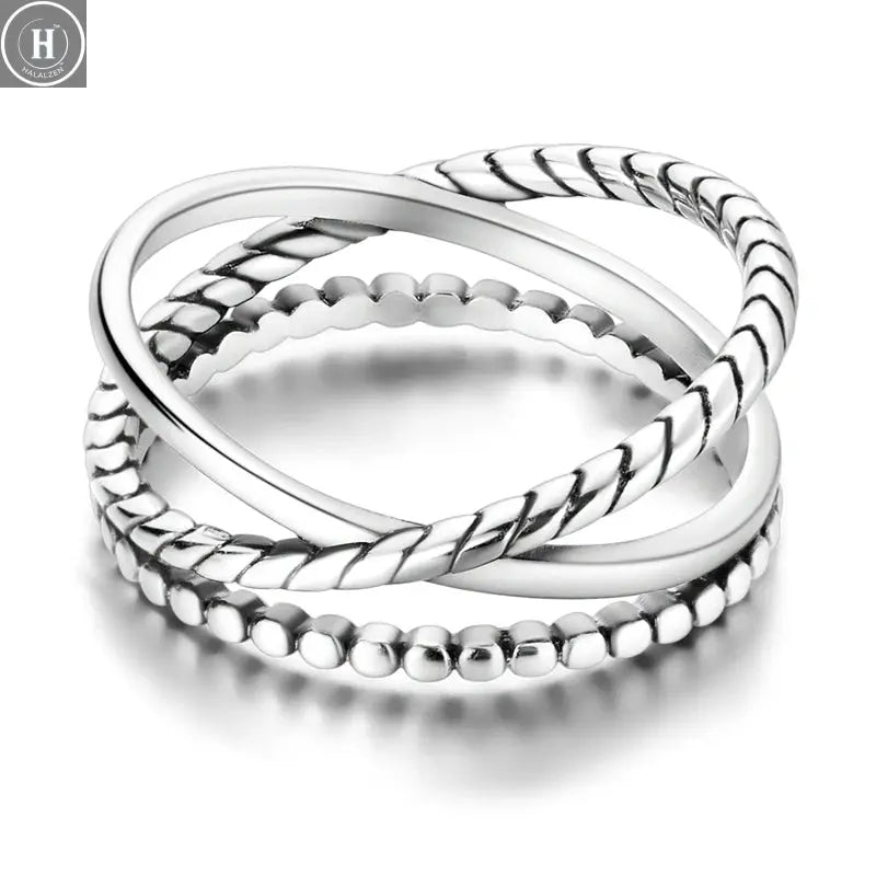 CYCUFF 925 Sterling Silver Designed Simple Fashion 3-Ring Rings Closed Ring for Women Birthday Party Jewelry Gift Ring Comfort HALALZEN