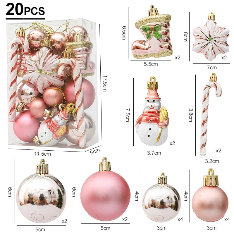 29/20Pcs Christmas Tree Balls Hanging Pendant Candy Cane Pine Cone Ornament Set Christmas Home Decoration 2024 Navidad New Year