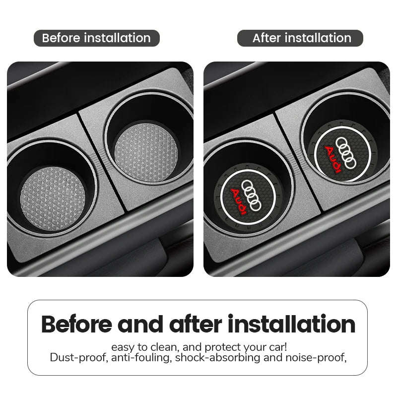 2pcs Car Auto Water Cup Slot Non-Slip Mat Accessories For Audi Sline A4 TT A6 A3 A8 Q3 Q5 Q7 Q8 Car Accessories