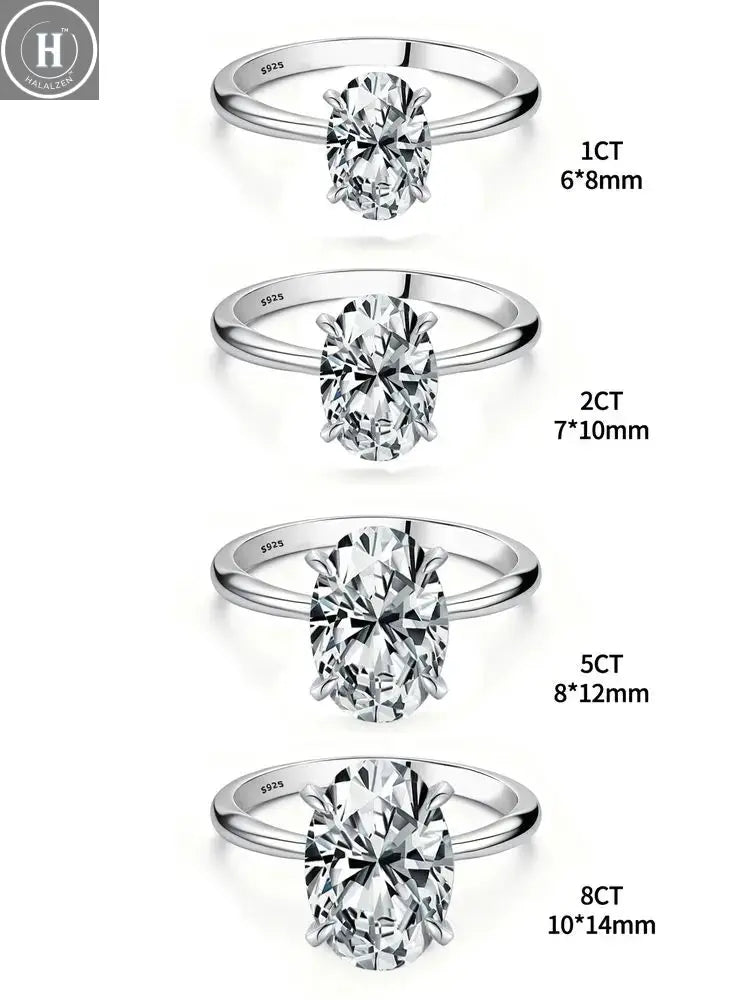 925 Sterling Silver Luxury Shiny 1-8CT Zircon Engagement Ring Wedding Band For Women Promise Eternity Ring Fine Jewelry Gift HALALZEN