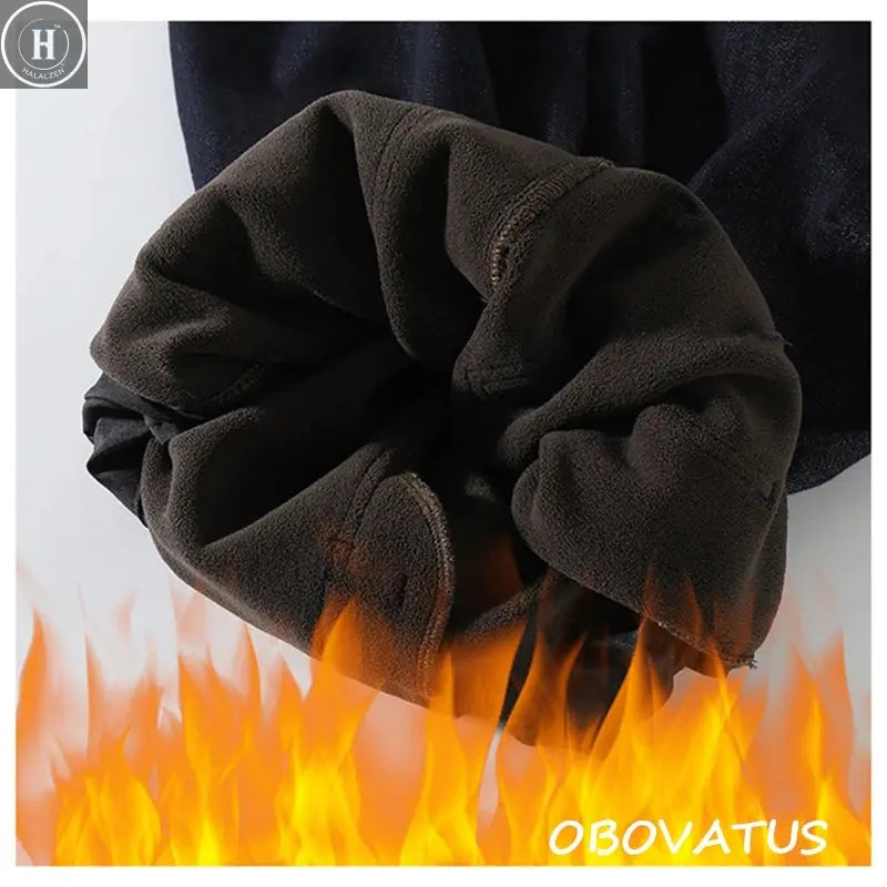 Elegant Children Boy Warm Thermal Cargo Jeans With Pocket Winter Trousers with Fleece Lined Thick Insulated Denim Pants 5-14 Y HALALZEN