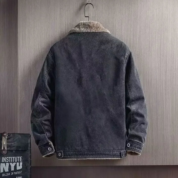 Winter 2025 Cowboy Coat for Men Vintage Warm Denim Jackets Man Padded Sherpa Loose Elatic Japanese Retro Outwear High Quality