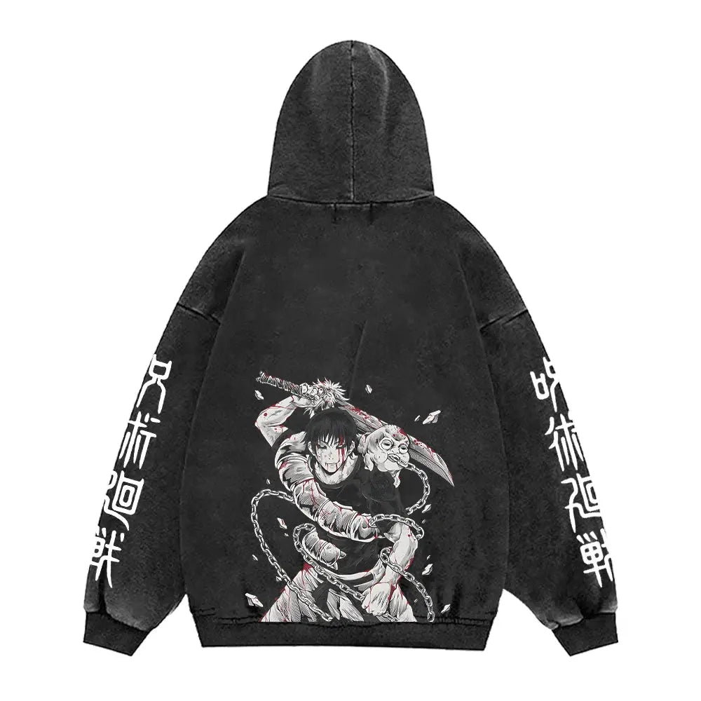 Jujutsu Kaisen Anime Hoodies Men Women 100%Cotton Toji Gothic Manga Sweatshirts Vintage Casual Pullover Fashion Streetwear Daily Halalzen UK
