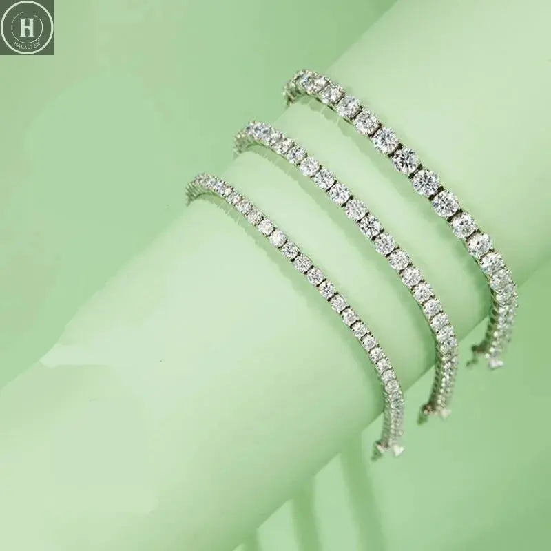 Real 3MM D VVS Moissanite Tennis Bracelet Passes Diamond Sparkling Test Solid S925 Jewelry Wedding Women Gift HALALZEN