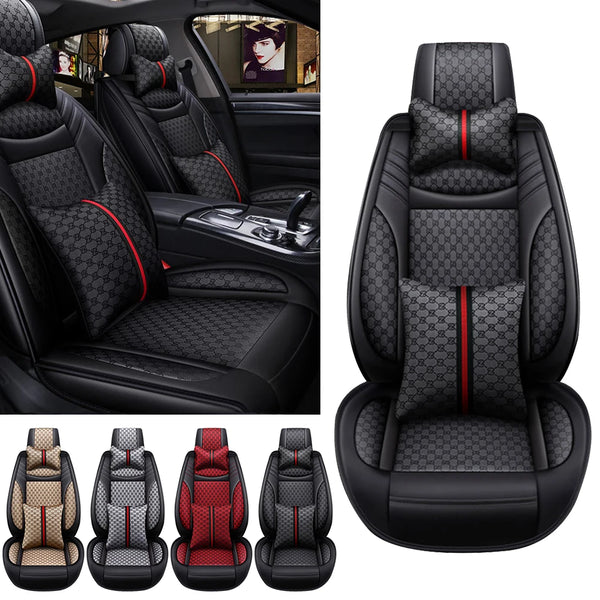 PU Leather Universal 5 Seats Car Seat Cover Cushion Protection Cushion Anti-scratch For Sedan SUV Pickup Truck Seat Four Seasons