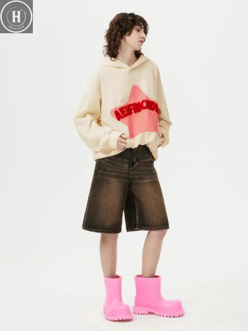 2024 Fall hip hop street graffiti hoodie women's retro casual sports baggy hoodie HALALZEN