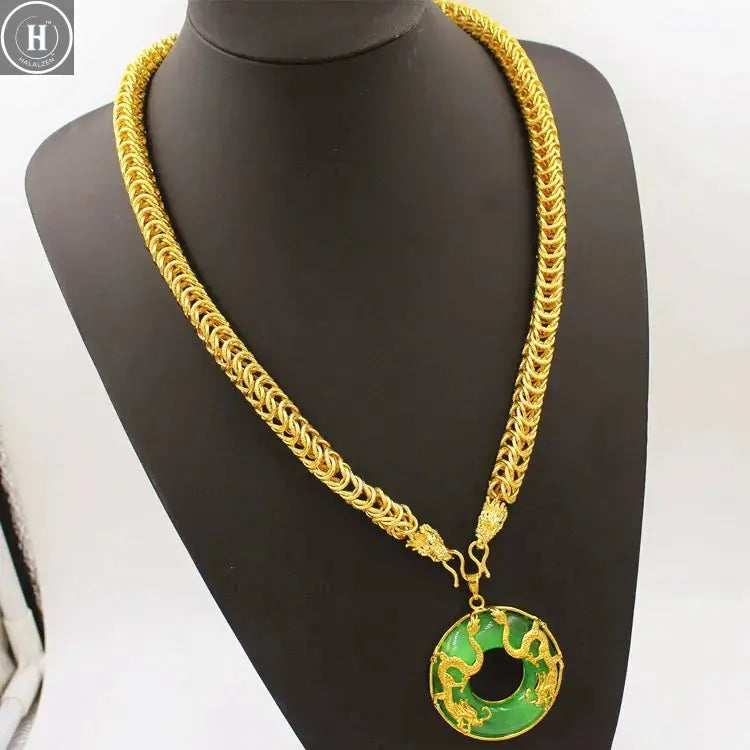 Luxurious 9999 24K real gold men's necklace Guan Gong Guanyin faucet pendant domineering fashion accessories HALALZEN