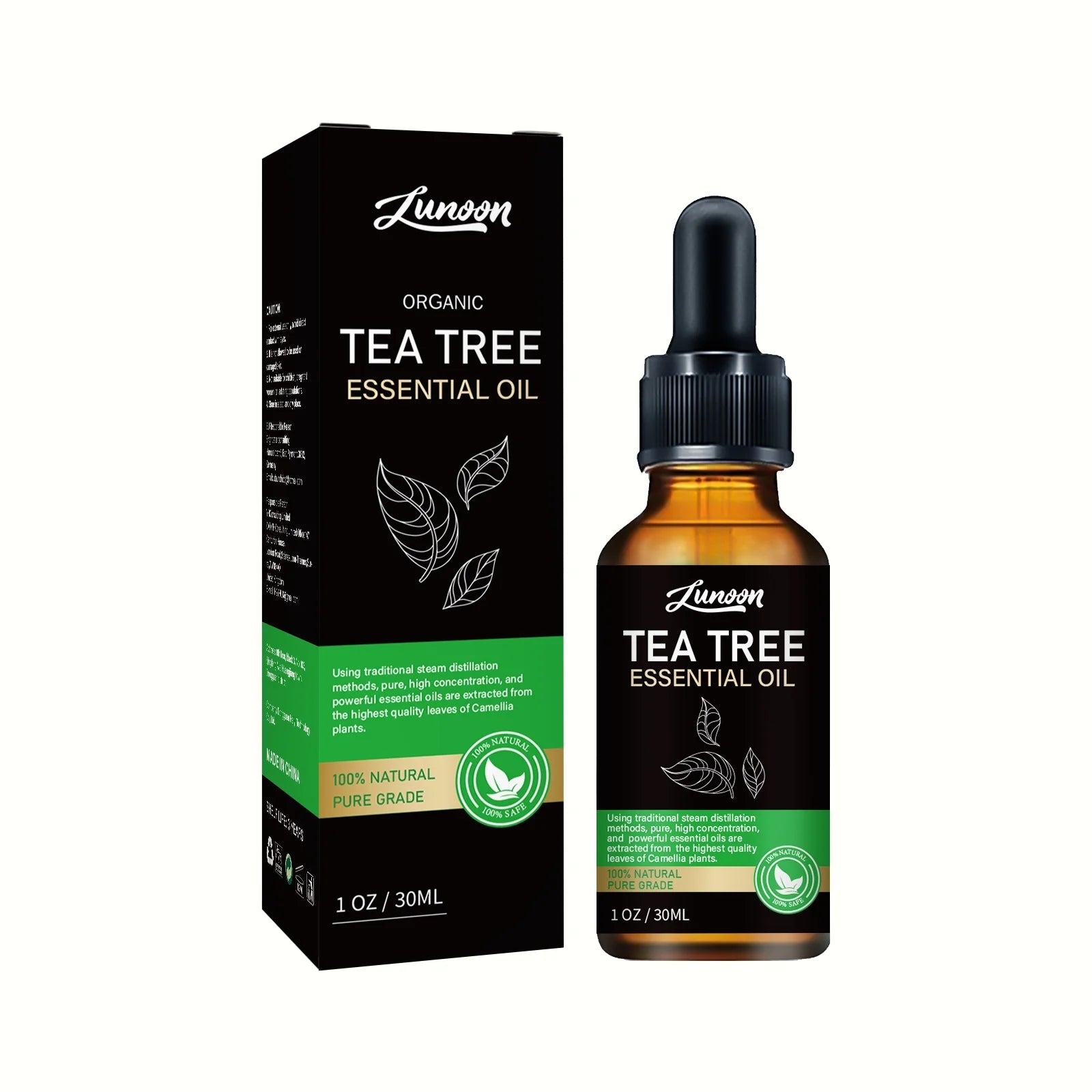 LUNOON Tea Tree Essential Oil 30ml for Hair Growth, Scalp Nourishment & Dry Skin Care Multi-Use Natural Tea Tree Oil HALALZEN