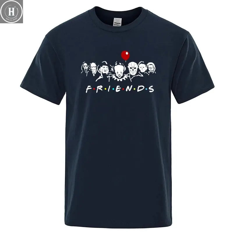 Men's High Quality T-shirt 100% Cotton T-shirt Funny Friends Print T Shirt Loose Summer Cool O-neck Men T-shirt Male Tops Tee HALALZEN