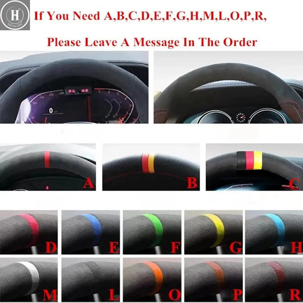 Black Artificial Leather Hand-stitched Car Steering Wheel Cover for Renault Megane 2 2003-2008 Kangoo 2008 Scenic 2 2003-2009 HALALZEN