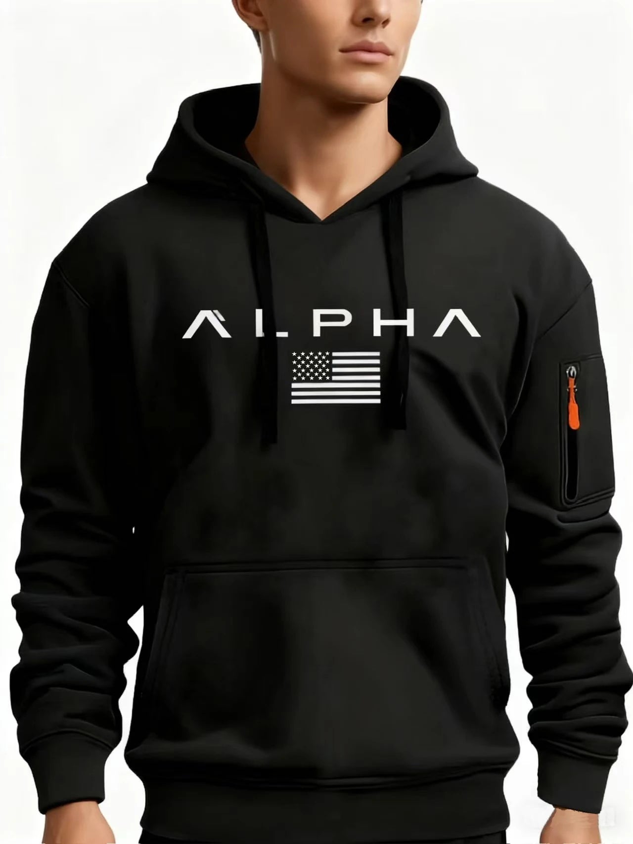 Men's fashionable hooded sweatshirt, fleece pullover hoodie, suitable for daily casual wear [European/American sizes]