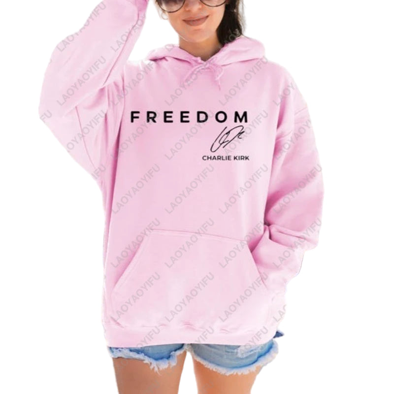Charlie Kirk Freedom Drop Shoulder Sweatshirt Freedom Graphic Hoodies Men Woman Charlie Kirk Turning Point Pullovers Hoodie