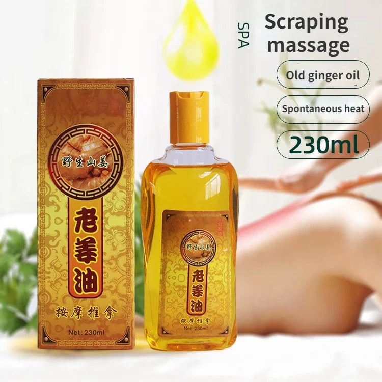 Old Ginger Oil 230ML  Ginger Body Massage Essential Oil Scraping Open Back Pass Meridian Fever Beauty Salon SPA HALALZEN