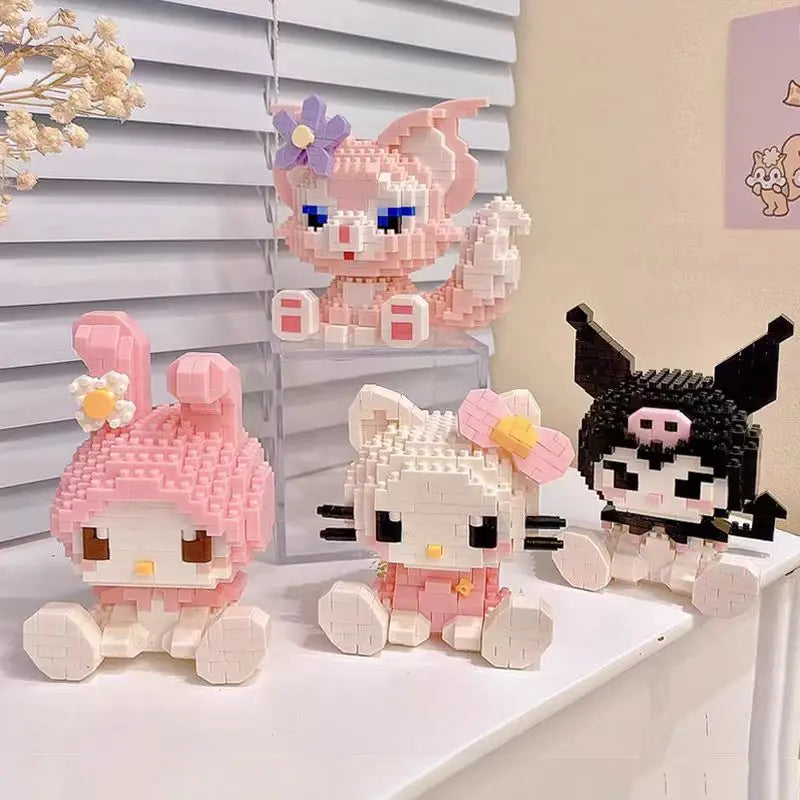 KEEPPLEY Sanrio Anime Hello Kitty My Melody Cinnamoroll Pompompurin Kuromi Building Blocks Girl Kid Holiday Christmas Gift