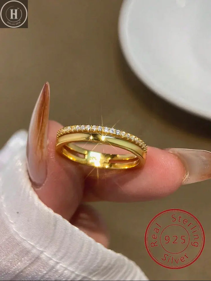 925 Sterling Silver Gorgeous Sparkling Classic Zircon Ring For Women Engagement Wedding Luxury Fashion High Quality Fine Jewelry HALALZEN