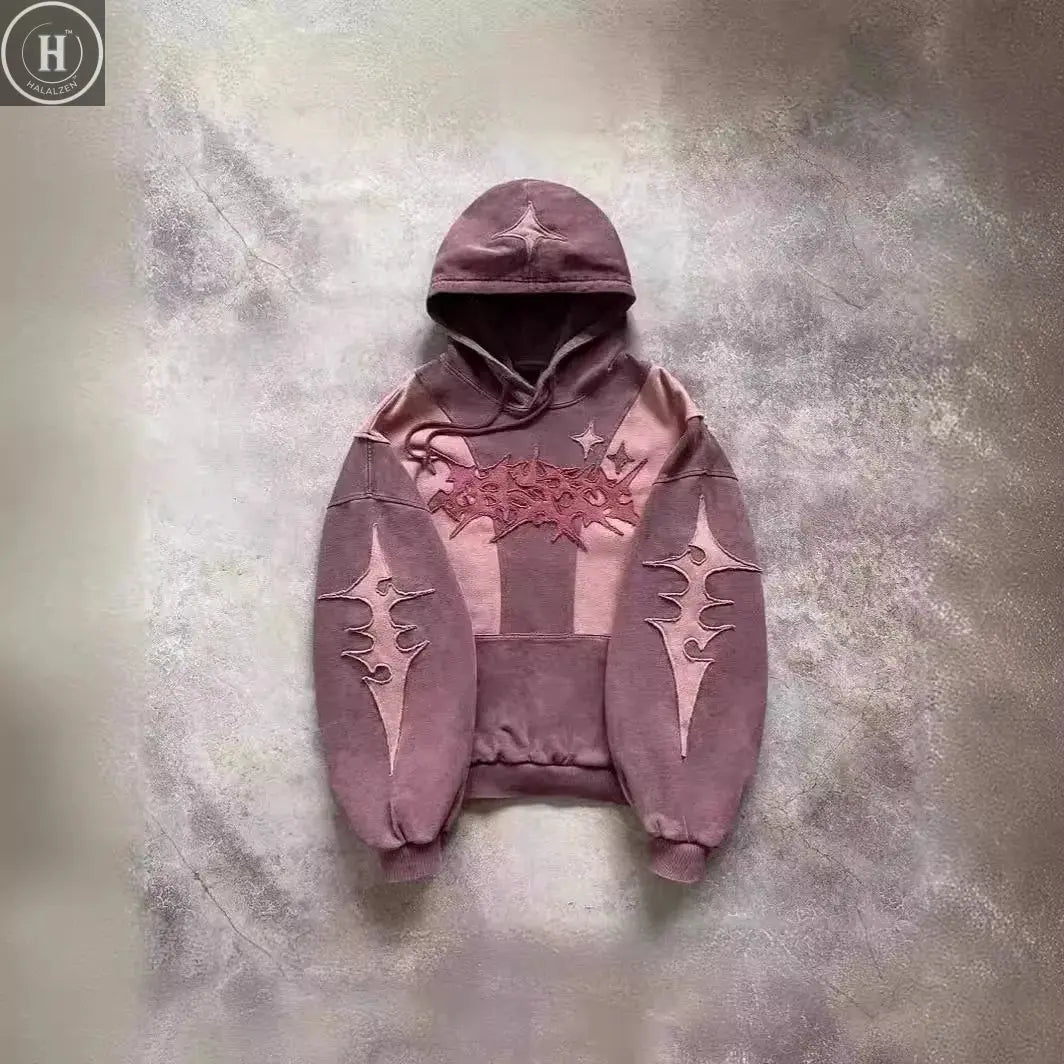 Street Sle Y2K Patchwork Hoodie ex Loose Casual Faionable Hooded Sweatirt Spring 2024 Long Sve Stripe Pattern HALALZEN