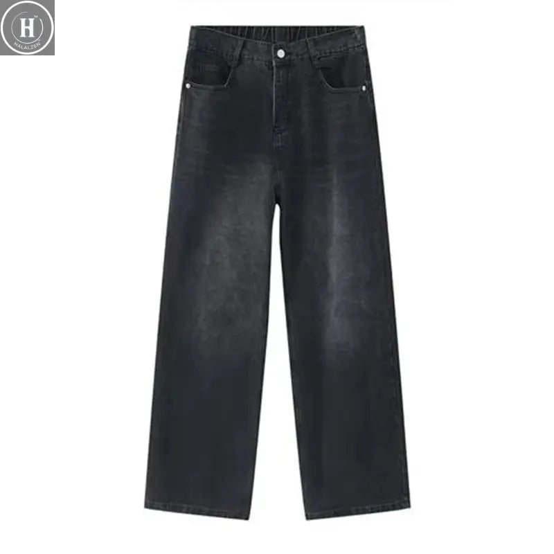 Summer Men Denim Jeans Male Wash Straight Wide Leg Baggy Loose Trousers New Fashion High Street Hot Sale Casual Trousers Halalzen UK