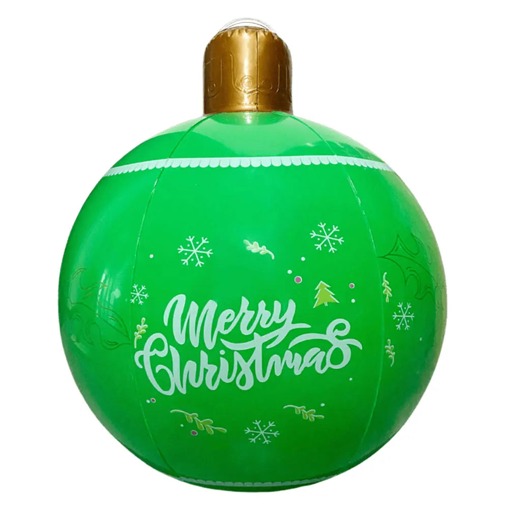 60CM PVC Inflatable Christmas Ball Giant Inflatable Christmas Balls with RGB Light W/ Remote Christmas Decorations Ball Sets