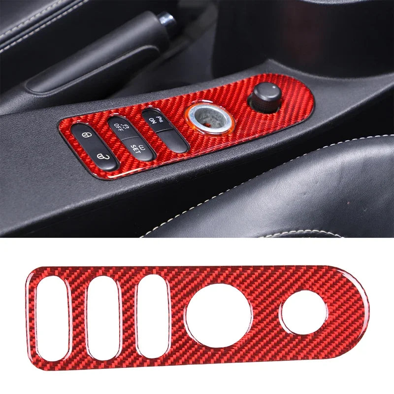 For SEAT Leon León Mk2 1P 2008-2012 Soft Carbon Fiber Car Central Door Lock Button Frame Cover Sticker Car Interior Accessories