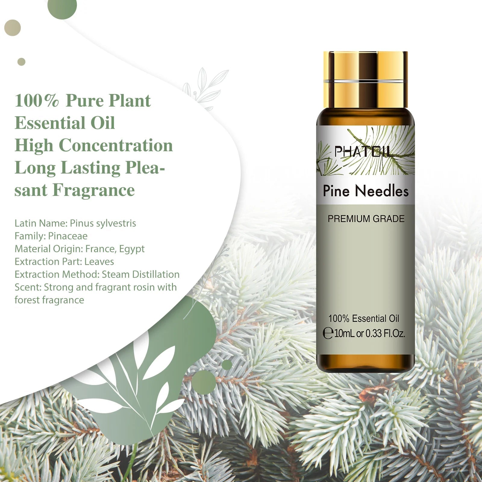 PHATOIL 10ml Sweet Orange Pure Essential Oil with Dropper for Humidifier Diffuser Myrrh Pine Needles Tangerine Thyme Aroma Oils HALALZEN