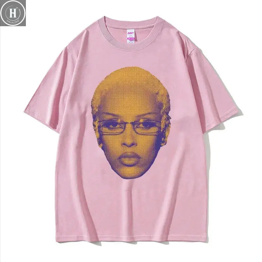 Retro Rapper Doja Cat Face Graphic Tee Shirt Men Women 90s Fashion Classic T Shirts Male Casual High Quality Cotton T-shirt Tops HALALZEN