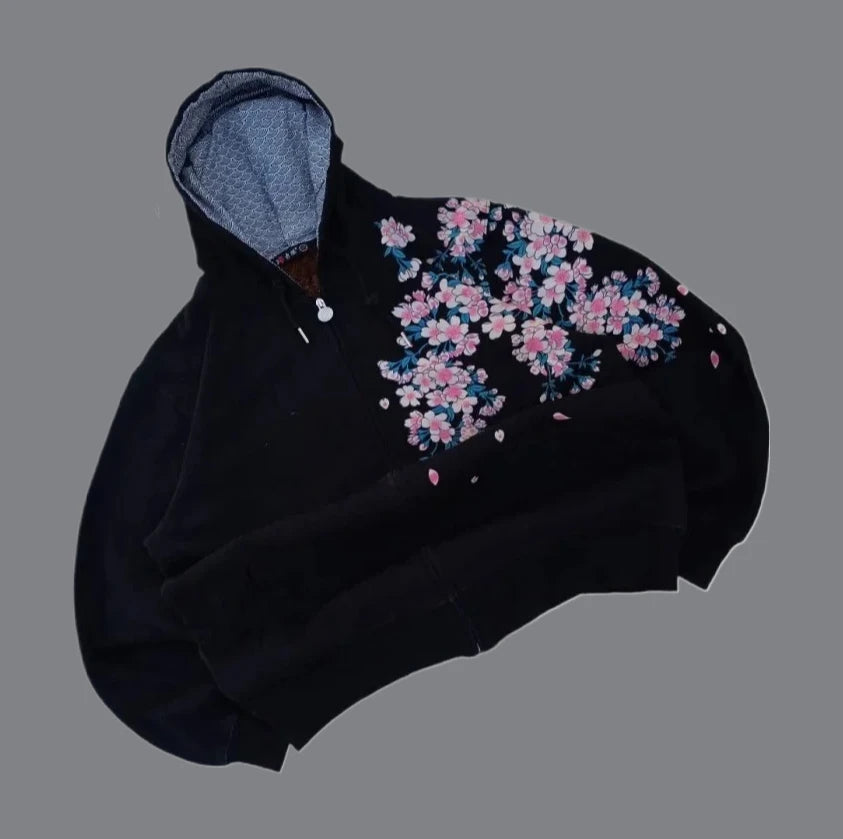 Korean Style Retro Double-Sided Plaid Loose Zipper Hoodie Men's Y2K New Harajuku Hip-Hop Gothic Couple Casual Joker Sweatshirt