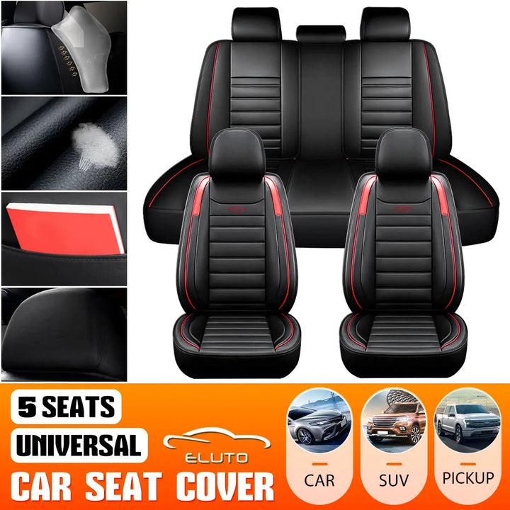 11PCS 5 Seats Car Seat Covers PU Leather Full Set Seats Cover Front Rear Seat Cushion Cover Universal Truck SUV For Hyundai/Ford HALALZEN