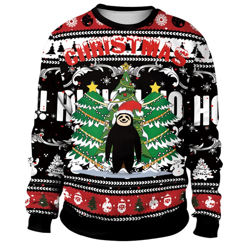 Ugly Christmas Fake sweaterr Unisex Men Women For Holidays Santa Cat Elf Christmas Funny Fake Hair Sweater Autumn Winter Blouses