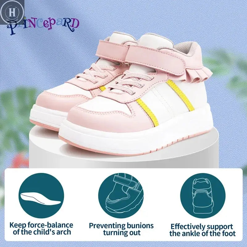 Child sneakers Princepard Orthopedic Shoes with Arch Support Pink Lace Decorate for Girls Casual Footwear with Arch Support Halalzen UK