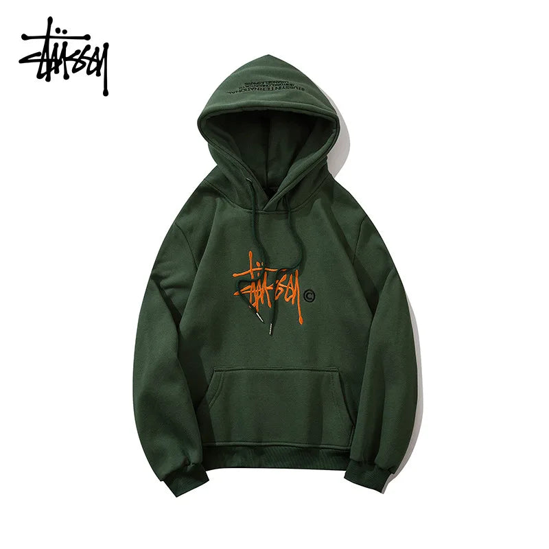 STUSSY 8 High Quality Embroidered Sports Hoodie Men's Sweatirt Spring Autumn Casual Loose Fit Hoodie Trend Cotton