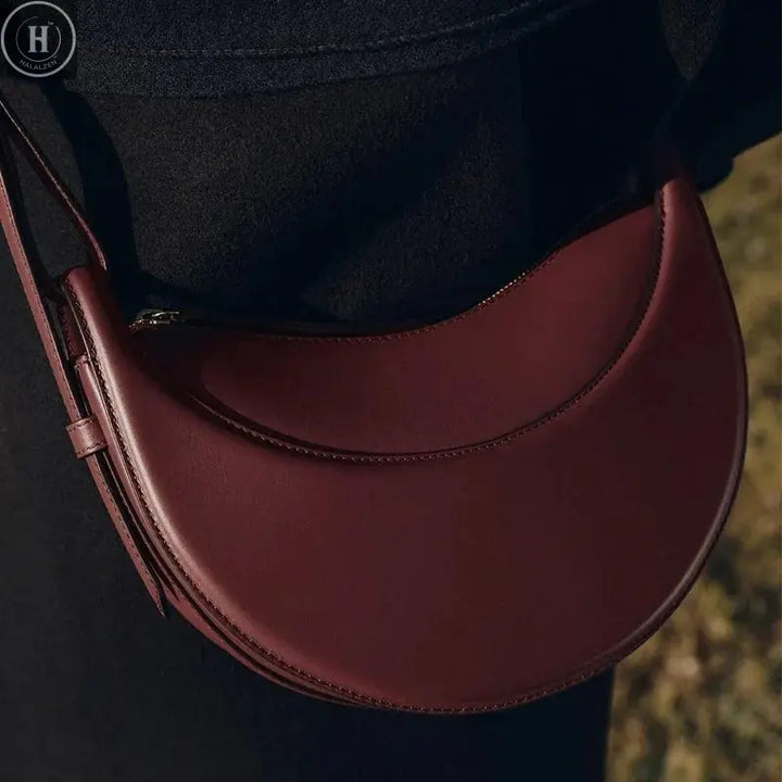 2025 Sac en forme de croissant, sac à bandoulière à fermeture éclair au design de niche HALALZEN