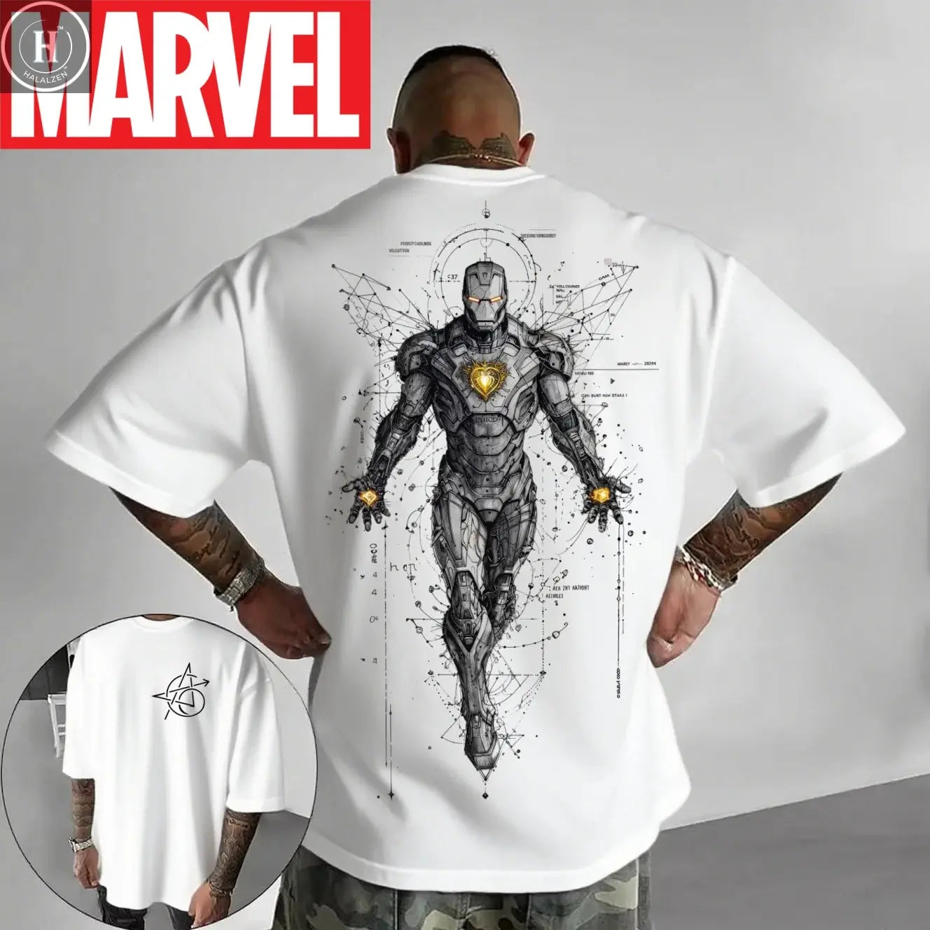 Marvel Genuine 2026 New T-Shirt Retro Superhero Black Iron Man Comic Print Plus Size Men's Hooded Sweater Loose Thermal Top HALALZEN