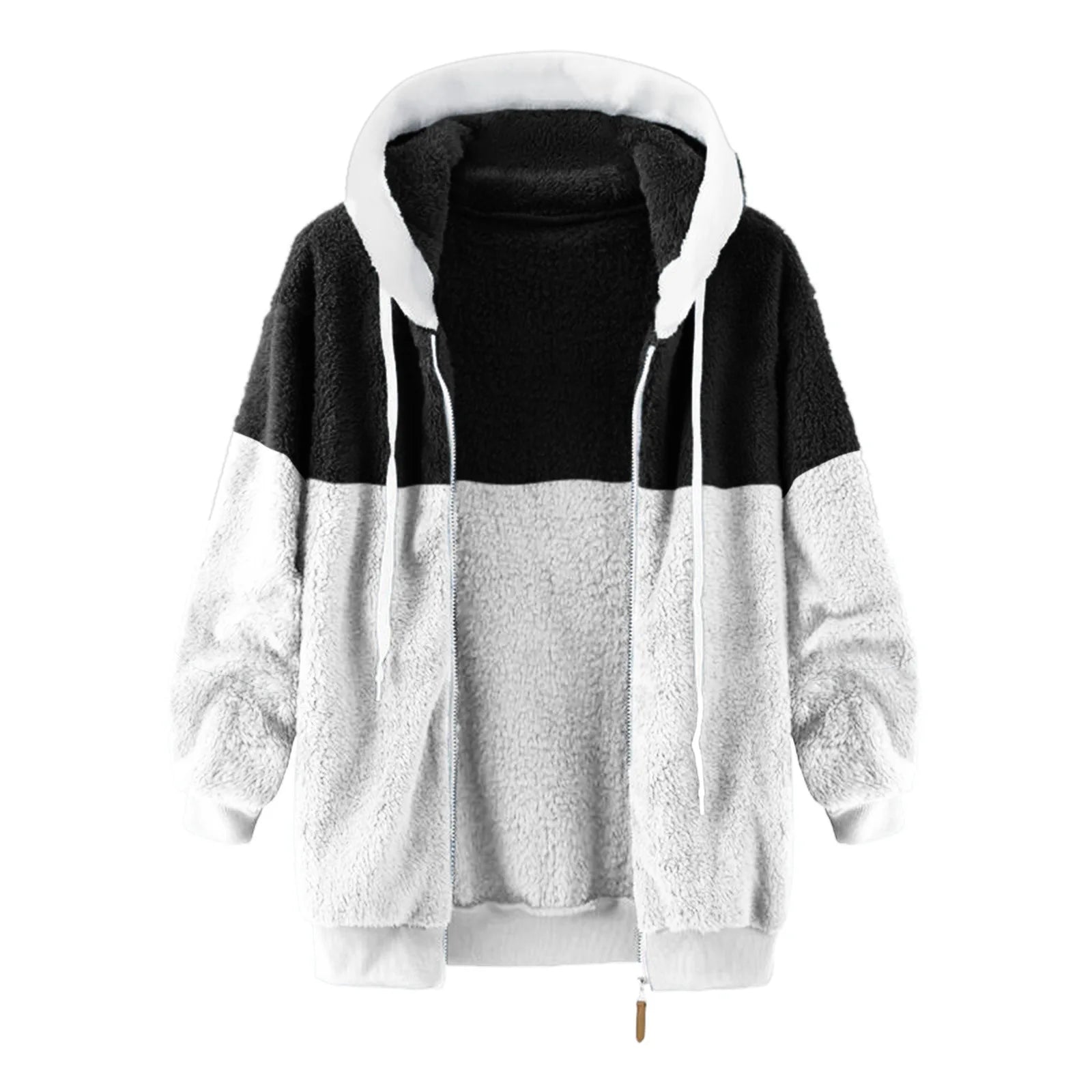 2025 Women Autumn Winter Jacket Female Coat Causal Soft Hooded Fleece Plush Warm Outdoor Overcoat Faux Fur Fluffy Zipper Top
