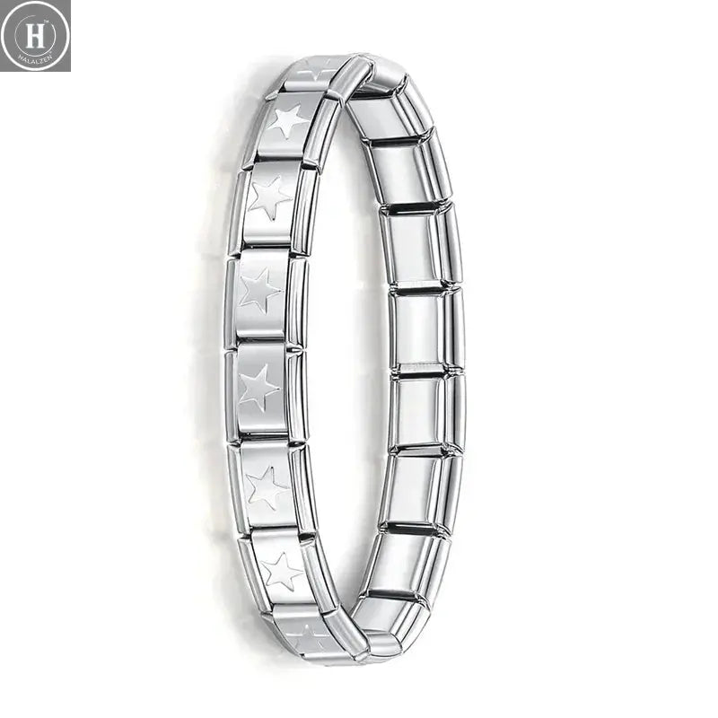 Hapiship New Women's Jewelry 9mm Width Italian Elastic Charm Bracelet Fashion Stainless Steel Bangle ST- HALALZEN